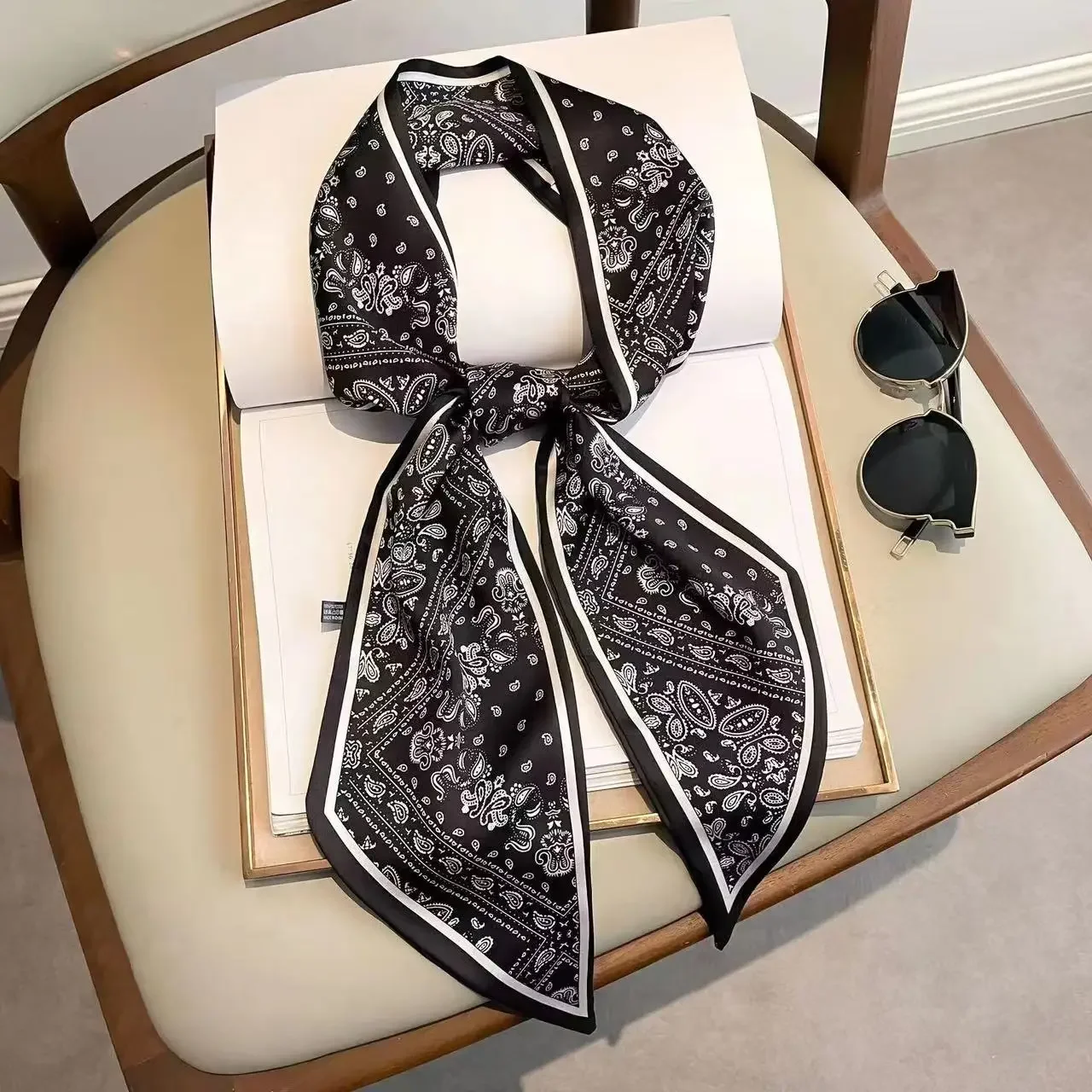 Luxury Bags Sales - Design-Print Schmaler Schal Karierter Pferdehaarband-Schal Schmale