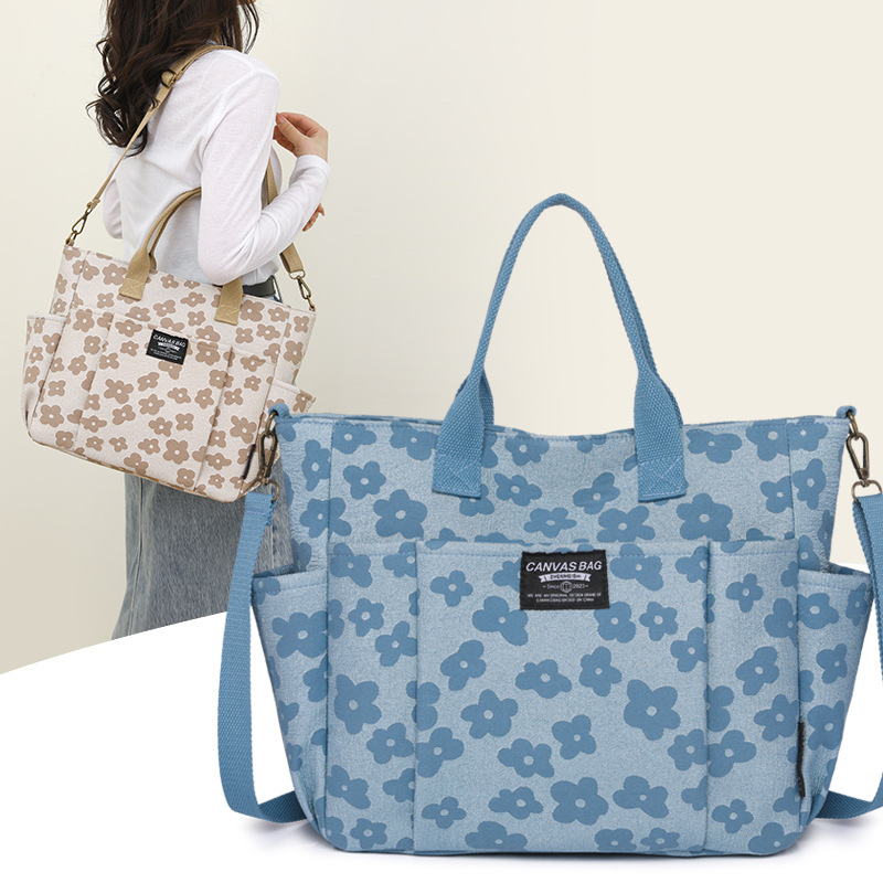 Canvas Tote Designer - Klassische Tragetasche aus Segeltuch mit Blumenmuster