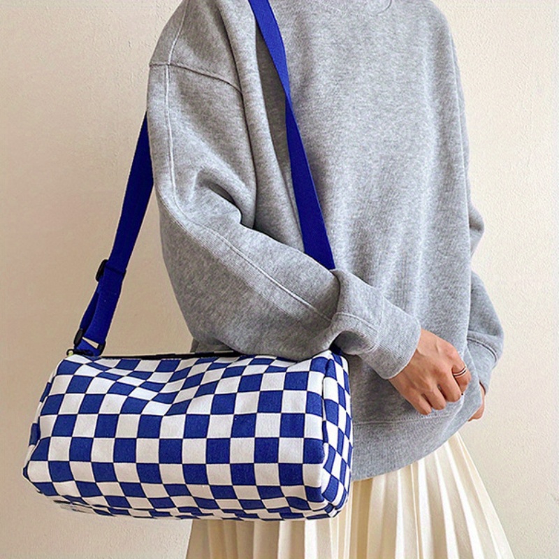 Canvas Tote Designer - Schicke karierte Canvas-Umhängetasche für Damen –