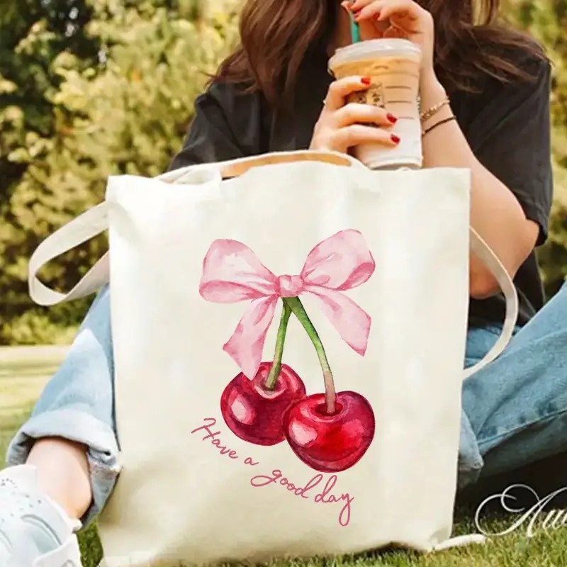 Canvas-Tragetasche mit Kirschs – Canvas Tote Designer Bewertung und Preis