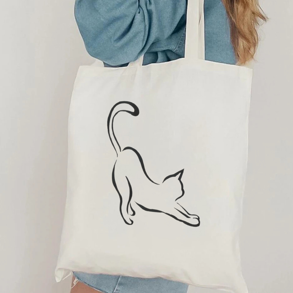 Minimalistische Katzen-Linienk – Canvas Tote Designer Bewertung und Preis