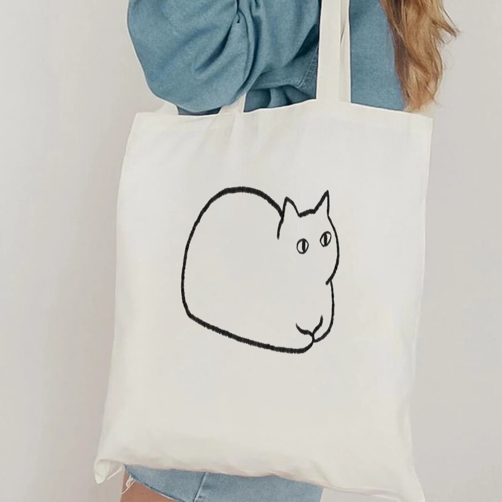 Minimalistische Katzen-Linienk – Canvas Tote Designer Bewertung und Preis