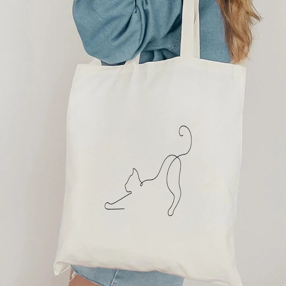 Minimalistische Katzen-Linienk – Canvas Tote Designer Bewertung und Preis
