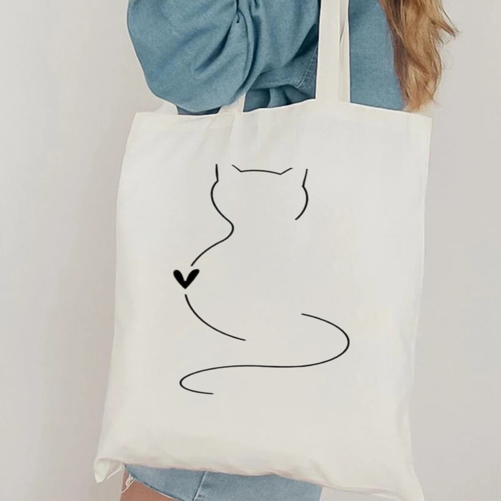 Minimalistische Katzen-Linienk – Canvas Tote Designer Bewertung und Preis