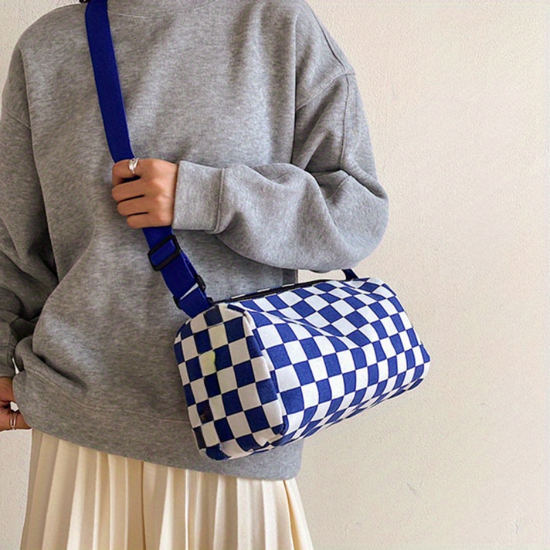 Schicke karierte Canvas-Umhäng – Canvas Tote Designer Bewertung und Preis